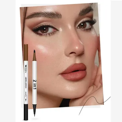 2 in 1 Double Headed Black Eyeliner Eyebrows Pencil 
